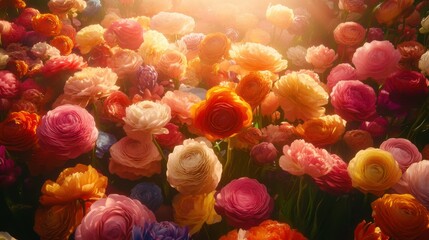 Fototapeta premium Vibrant Flower Garden with Organic Shapes and Textures