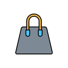 Vector icon of lady bag, side bag flat design symbol.