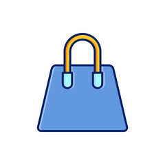 Vector icon of lady bag, side bag flat design symbol.
