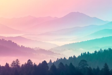 Obraz premium Pastel Mountain Range Landscape