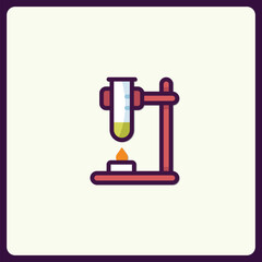 Chemistry experiment in a test tube over a flame, science exploration