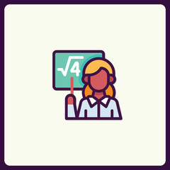 Enigmatic Teacher by the Square Root of Four Equation Icon Illustration