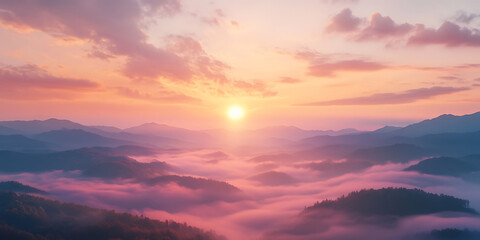 Fototapeta premium Sunset Over a Calm Ocean Shore for Peaceful and Romantic Coastal Serenity