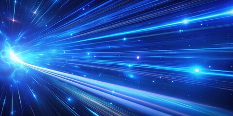 Naklejka premium Hightech coding background with digital technology. Vibrant blue light rays extending outward in a dynamic, abstract pattern.