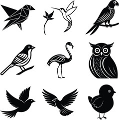 Bird Collection Origami, Hummingbird, Parrot, Sparrow, Flamingo, Owl, Chick, Dove