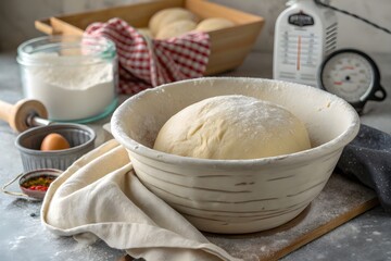 Fototapeta premium Processing of dough:flour and eggs