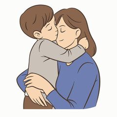 Obraz premium Mother Holding Son In Arms Background happy Day Greeting Carde vector illustration