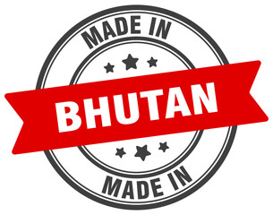 Fototapeta premium Made in Bhutan round sign. Made in Bhutan stamp.