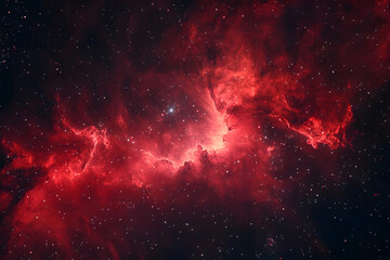 Naklejka premium Celestial space background featuring a red glowing nebula