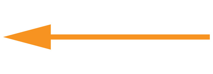 Fototapeta premium Straight long thin left vector arrow icon. Orange arrow icon. Bold horizontal long arrow. Vector illustrator
