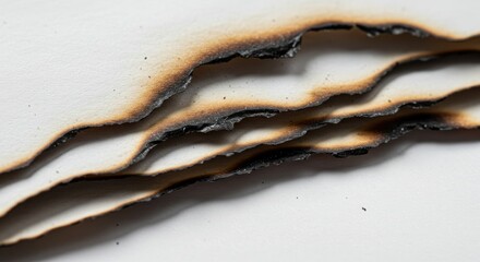 Layers Of Burnt Paper Revealing A Poignant Story Of Loss And Fragility With A Close-up Perspective And Stark Contrast Between The Charred Edges And The Pale Paper