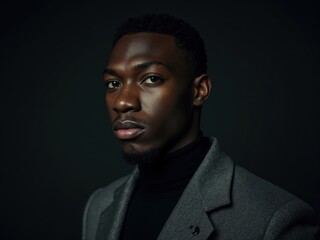 Obraz premium Portrait of a Man in Gray Blazer and Black Turtleneck