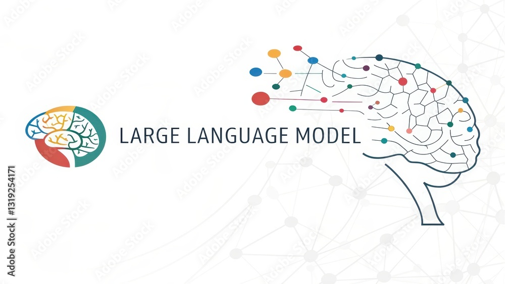 Poster llm large language models. conceptual illustration of a brain representing large language models in 