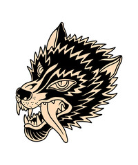 wolf vintage tattoo illustration design