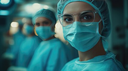 A close-up of a surgical team in an operating room, focused on a procedure.