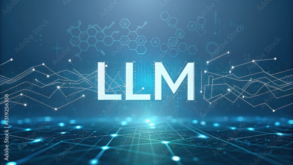 Poster llm large language models. abstract digital background featuring 