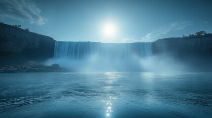Fototapeta premium Majestic waterfall at dawn