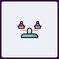 Stylized weight balance icon symbolizing fairness, justice, and equality