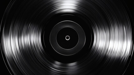 Fototapeta premium Vinyl's Symphony: A close-up captures the mesmerizing surface of a spinning vinyl record, where the grooves hold music.