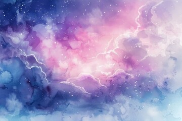 Dreamy watercolor sky in pastel shades. Neural network AI generated