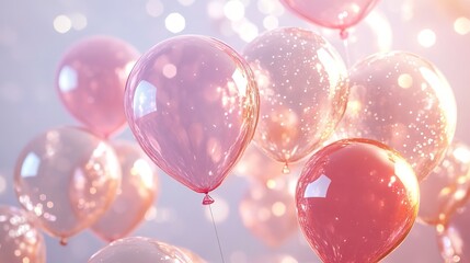 A Delicate Cluster Of Rose-gold Balloons Floats Serenely Against A Soft, Light Background, Evoking Feelings Of Joy And Celebration