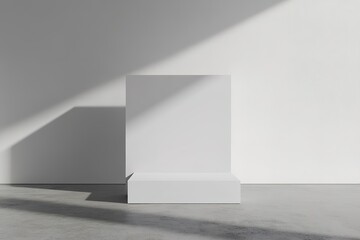 Fototapeta premium Minimalist White Product Display Stand Mockup Modern Empty Podium for Branding
