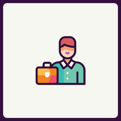 Stylized Icon of a Professional with Briefcase ready for Business Travel