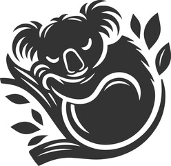 Koala sleeping on a tree branch, curled up animal vector