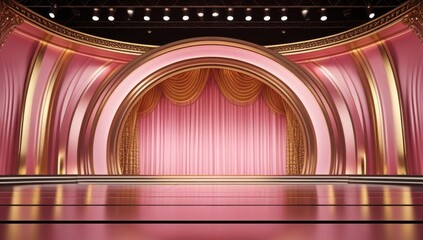 Pink golden ceremony award stage venue background.