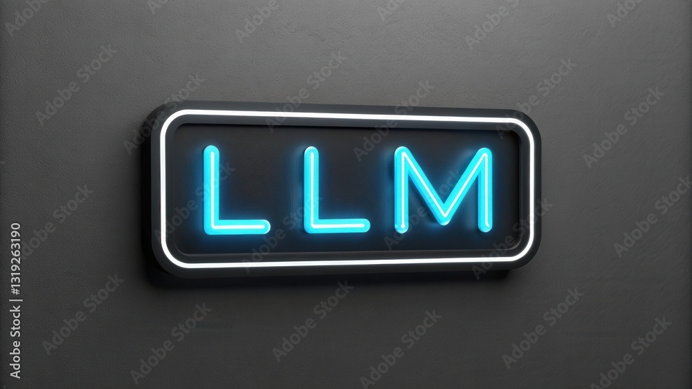 Poster llm large language models. neon sign displaying the letters 