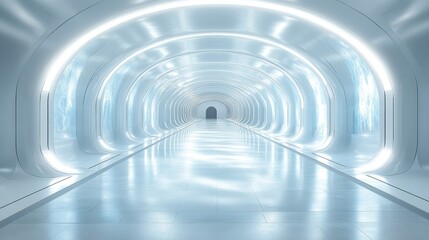 Obraz premium Futuristic, illuminated tunnel hallway