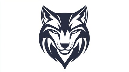 Fototapeta premium Wolf head graphic, black and white, logo design, possible use as print or digital media
