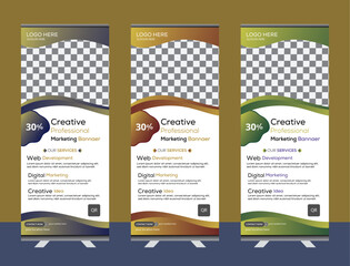  Modern Business Roll-Up Banner Design Creative Roll-Up Banner for Events & Promotions Elegant Roll-Up Display for Trade Shows Professional Roll-Up Banner with Sleek Design Customizable Roll-Up