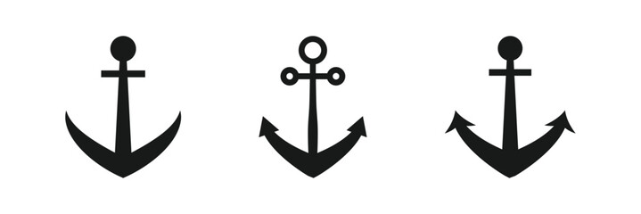 Anchor sea icon set. Marine anchor in vintage style. Nautical anchors logo design. © RadiantForms