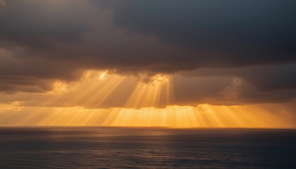  Rays of Sunlight Breaking Through the Clouds at Sea