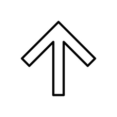 Upward arrow vector icon for website, flat design symbol.