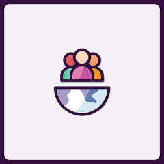 Global Community Connection Colorful Icon Representing Worldwide Partnership