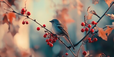 Obraz premium Small bird on tree branch