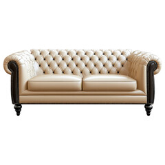 Fototapeta premium Stylish couch clipart, Luxurious tufted leather couch with elegant design and comfortable seating
