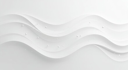 Obraz premium Serene White Waves Flowing Gently Across A Calm Landscape, Adorned With Subtle Pearly Droplets, Creating A Peaceful And Minimalist Scene