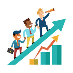 business man and graph, business man with graph , on isolated background