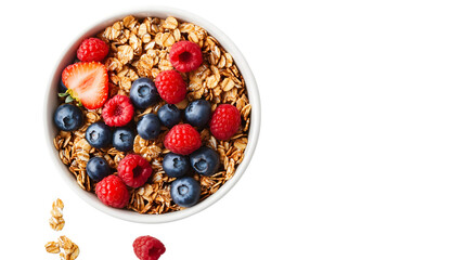 White Ceramic Bowl with Crunchy Muesli & Fresh Berries | Transparent

