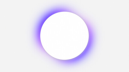 Modern minimalist product background of abstract round frame with purple neon light. White background and product mockup, empty space for showcase video and commercial. Product presentation. 