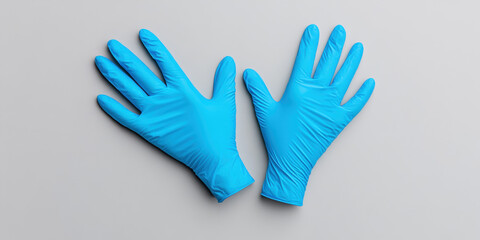 Equipment background, Blue disposable gloves on a light background.