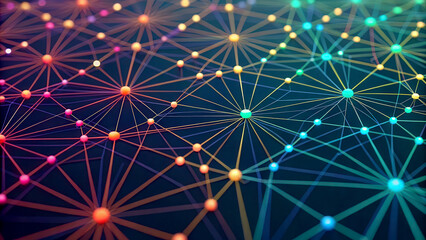Obraz premium Big data cloud predictive concept. Abstract network illustration with colorful nodes and connections.