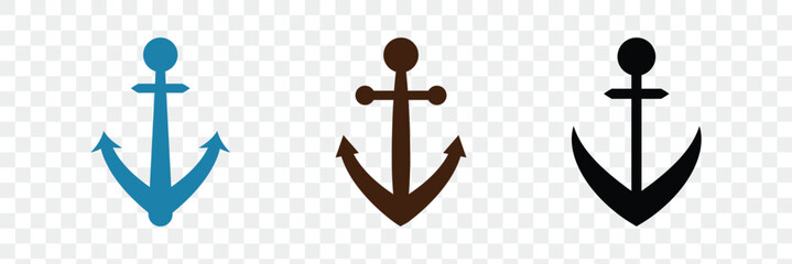 Anchor sea icon set. Marine anchor in vintage style. Nautical anchors logo design. © RadiantForms