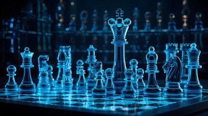 Illuminated Chess Set with Glass Pieces