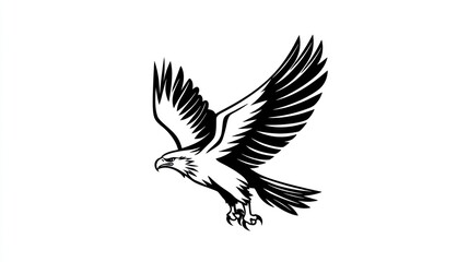 Obraz premium Eagle in flight, white background, freedom symbol, design element