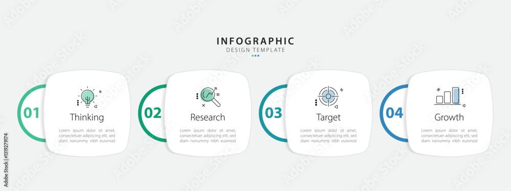 Poster timeline infographic template. 4 step timeline journey, calendar flat simple infographics design tem