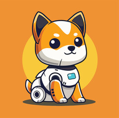 Fototapeta premium A cute robot Shiba character sketch vector illustration
